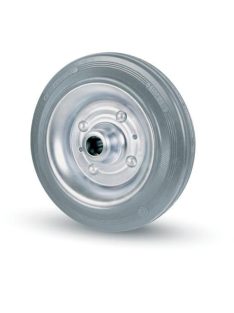 Vollgummi Rad (Grau) auf Stahlfelge, Rollenlager, Ø 100 mm
