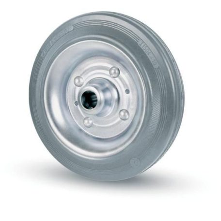 Vollgummi Rad (Grau) auf Stahlfelge, Rollenlager, Ø 125 mm