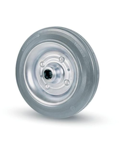 Vollgummi Rad (Grau) auf Stahlfelge, Rollenlager, Ø 125 mm