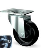 Temperaturbeständiger Kunststoff-Lenkrolle mit Teflonbüchse und Anschraubplatte Ø 100 mm
