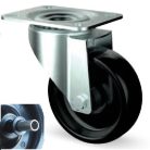 Temperaturbeständiger Kunststoff-Lenkrolle mit Teflonbüchse und Anschraubplatte Ø 80 mm