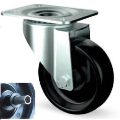   Temperaturbeständiger Kunststoff-Lenkrolle mit Teflonbüchse und Anschraubplatte INOX Ø 100 mm