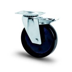   Temperaturbeständiger Fenolic-Lenkrolle mit Feststeller und Anschraubplatte Ø 100 mm