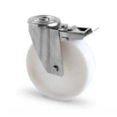   Polyamidrad-Lenkrolle INOX, mit Rückenloch und Feststeller Ø 80 mm