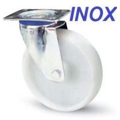 Polyamidrad-Lenkrolle mit INOX Anschraubplatte Ø 100 mm