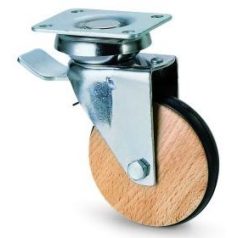   HOLZ Design Lenk- Rolle mit Feststeller und Anschraubplatte, Lauffläche aus Elastik-Vollgummi Ø 75 mm