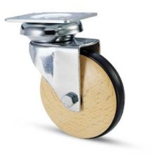   HOLZ Design Lenk- Rolle mit Anschraubplatte, Lauffläche aus Elastik-Vollgummi Ø 75 mm