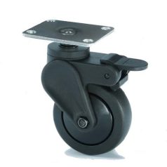   Polyamid Design Lenk- Rolle mit Anschraubplatte und Feststeller, Lauffläche aus PU Ø 100 mm