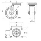 Polyamidrad-Lenkrolle mit Anschraubplatte Ø 100 mm