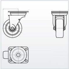   Schwerlast Polyamidrad-Lenkrolle mit Anschraubplatte Ø 200 mm (800 kg)