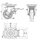 Schwerlast Polyamidrad-Lenkrolle mit Feststeller und Anschraubplatte Ø 80 mm