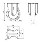 Polyamidrolle mit Anschraubplatte, Lauffläche aus Polyurethan Ø 125 mm