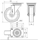 Polyamidrad-Lenkrolle mit Anschraubplatte Ø 125 mm