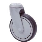 Polyamid Design Lenk- Rolle mit Zapfenloch Ø 12mm, Lauffläche aus Elastik-Vollgummi Ø 100 mm