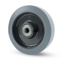 Polyamid- Lenkrolle mit Feststeller und Anschraubplatte, Lauffläche aus Elastik-Vollgummi Ø 125 mm