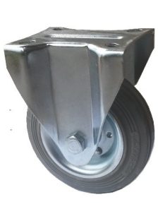   Stahlblechrolle mit Anschraubplatte, Lauffläche Grau aus Vollgummi Ø 100 mm