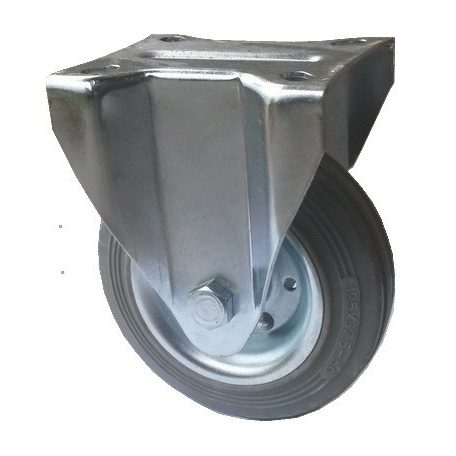 Stahlblechrolle mit Anschraubplatte, Lauffläche Grau aus Vollgummi Ø 100 mm