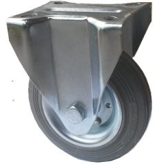   Stahlblechrolle mit Anschraubplatte, Lauffläche Grau aus Vollgummi Ø 125 mm