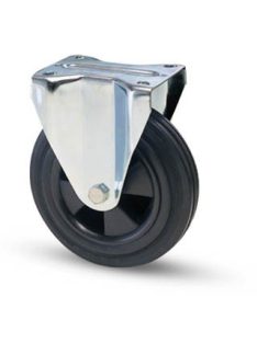   Stahlblechrolle mit Kunststoff-Felge und Anschraubplatte, Lauffläche aus Vollgummi