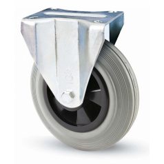   Polyamid-Bockrolle mit INOX Anschraubplatte, Lauffläche aus Elastik-Vollgummi Ø 100 mm