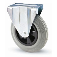   Polyamid-Bockrolle mit INOX Anschraubplatte, Lauffläche aus Elastik-Vollgummi Ø 125 mm