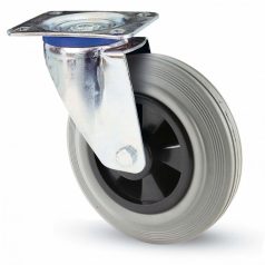   Polyamid- Lenkrolle mit INOX Anschraubplatte, Lauffläche aus Elastik-Vollgummi Ø 125 mm