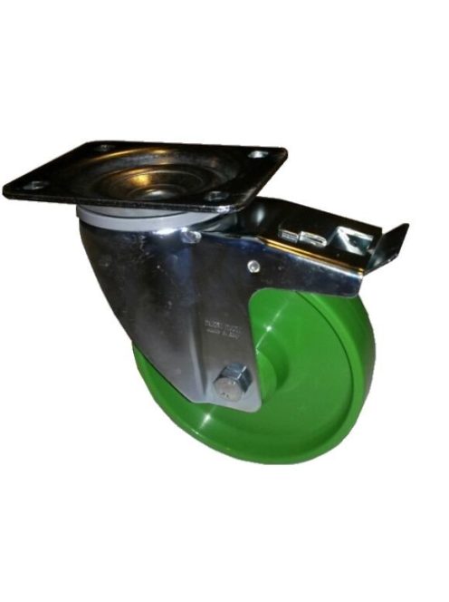 Polyamidrad Grün aus Recycling-Kunststoff mit Lenkrolle und Feststeller, Ø 160 mm