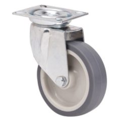   Polypropylen Lenk- Rolle mit Anschraubplatte, Lauffläche aus Elastik-Vollgummi Ø 80 mm